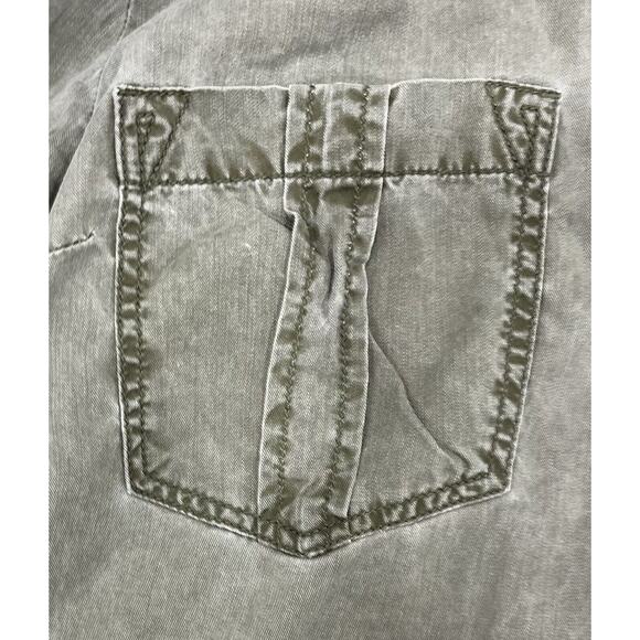 Express Short Dress Green Laced Neckline 3/4 Sleeve Cuffed Pockets Medium I9 - Picture 3 of 12